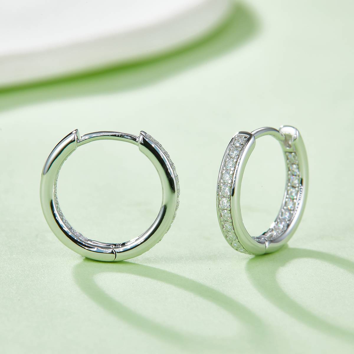 Single Row Half Earrings S925 Silver Moissanite Grade D 0.32CT